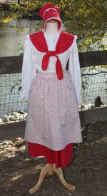 red pioneer skirt and bonnet