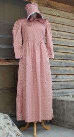 pink prairie dress and bonnet