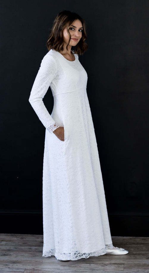 long sleeve white dresses