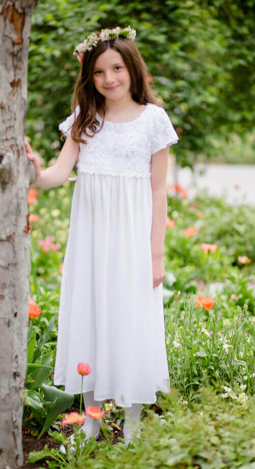 Girl White Beach Dress Portrait Summer Vacation Lace Flower girl –  Strasburg Children