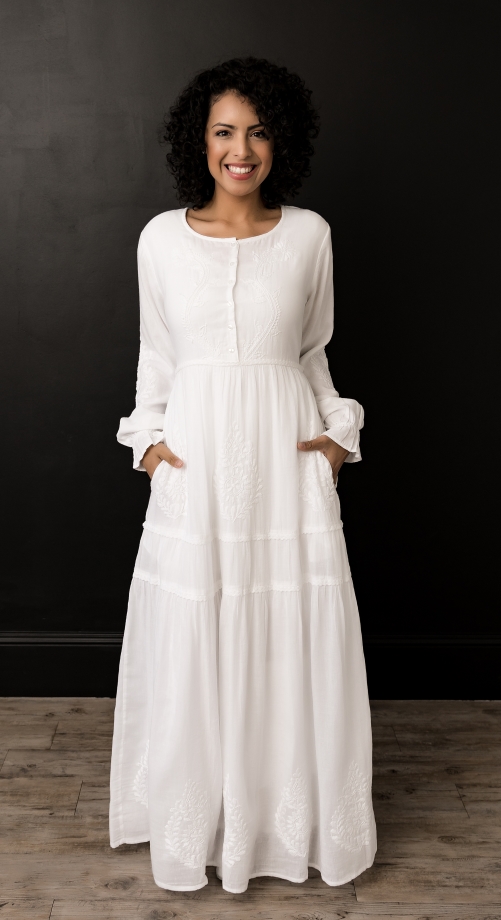 white cotton temple dresses