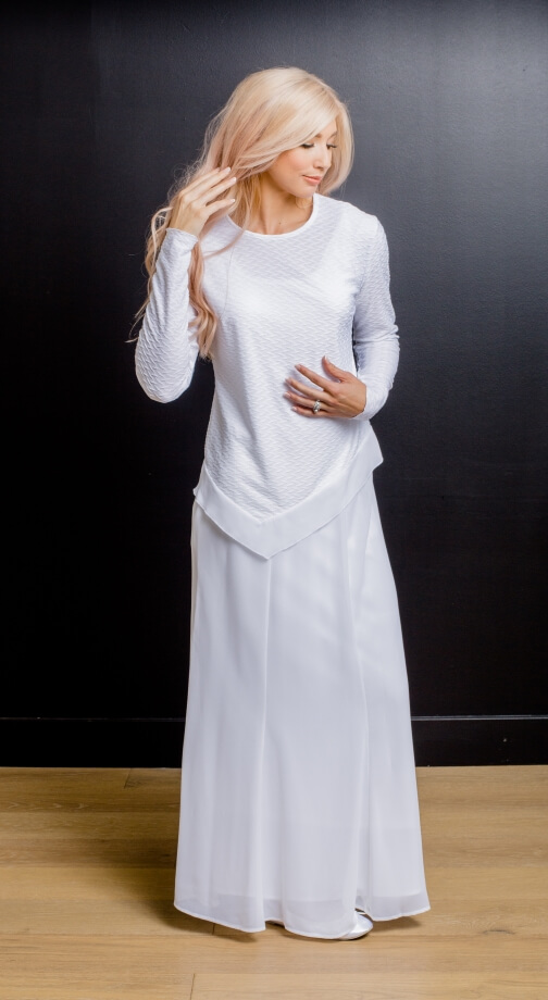 Georgette 2pc Set #8577 | LDS Temple Dresses | White Elegance