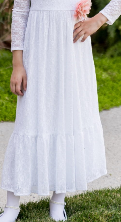 enchanted 2 white lace first communion dress sleeve