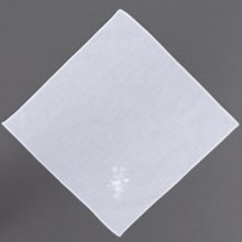 White Temple Hankie Embroidered Flower