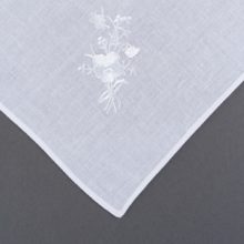 White LDS Hankie Flower Details