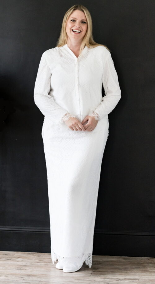 dublin lace top skirt lds temple white