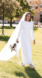 Holland - Utah Modest Wedding Dress - Full Length Lace Dress with High Neck