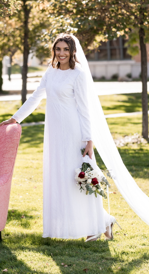 Simple modest wedding on sale dress