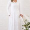 White Lace LDS Temple Dress with Pockets