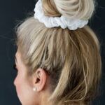 White hair scrunchie LDS temple