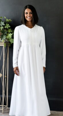 Phoenix white lds temple dress front zip