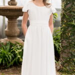 Frosted Popcorn LDS baptism dress or Catholic communion