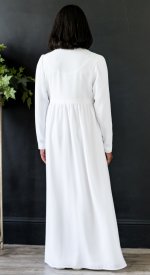 cool white front zip plus size lds temple dress