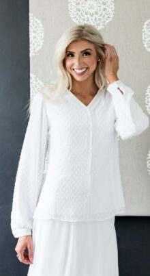 Catalina white lds temple blouse plus size