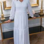 Verona smocked knit white lds temple dress