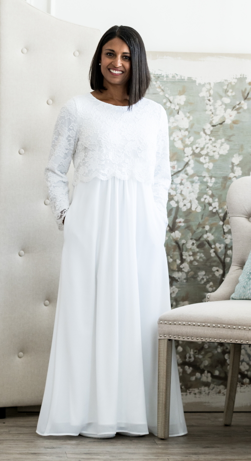 The Hope Lace White Temple Dress Top