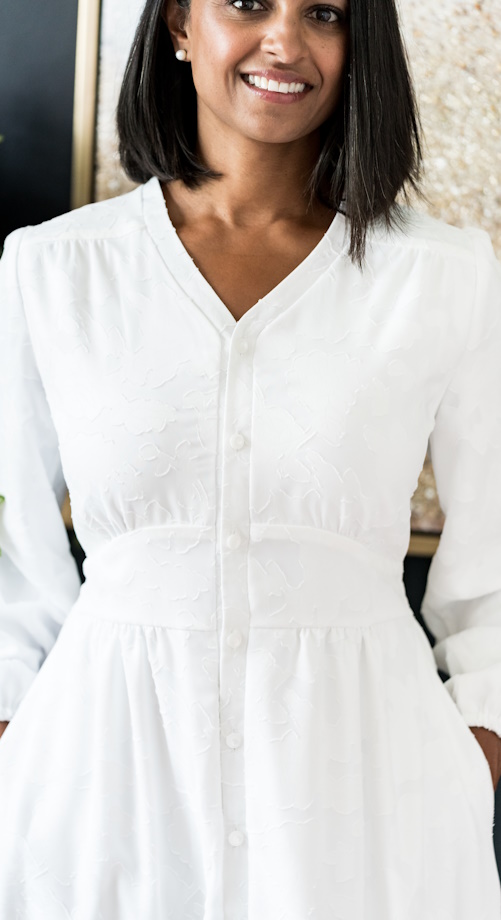 monoco white dress with pockets