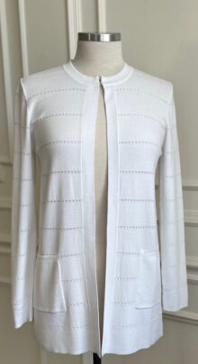 white long sleeved cardigan with pockets