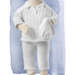 Little Boy Blue Long knit set for LDS blessings or christenings with hat