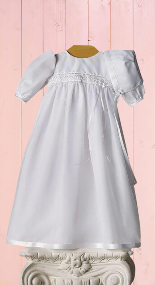 modest white LDS girls baby dress