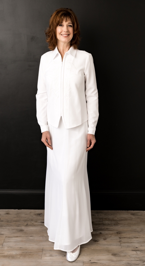 Georgette Skirt - Petite modest white lds temple dress skirt