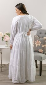 Plus-size Lahaina LDS temple dress in lightweight cotton with full coverage and relaxed fit