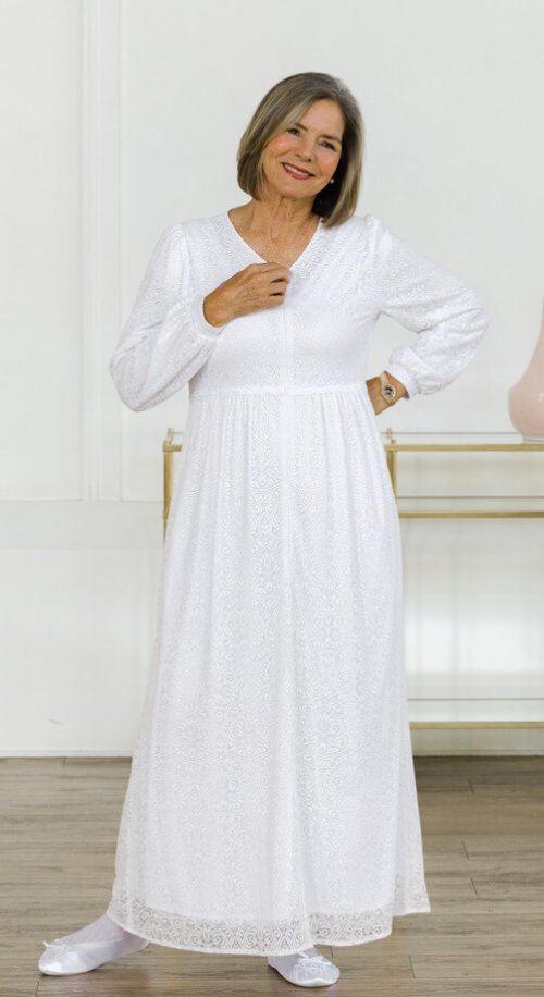 Galilee Mormon LDS Temple dress with pockets petite size white