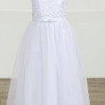 Meringue - Mormon Girls white lace and sequin LDS baptism dress