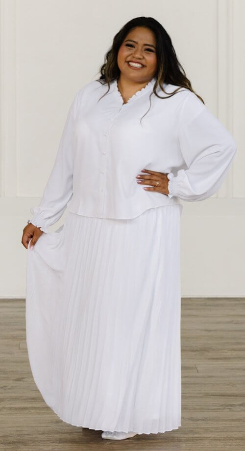 Hanover pleated skirt XXL size front view - extra large LDS Temple skirt for Mormon women