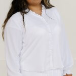 Augusta plus size white long sleeve LDS temple blouse top