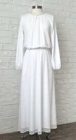 Bora Bora Set – White embroidered LDS Temple blouse with a keyhole neckline and matching A-line skirt for a timeless look.
