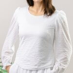 Soft stretchy textured top. A must have to change up your LDS temple look.