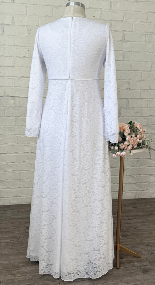 plus size stretch lace lds temple dress empire waist pockets Lace Sienna - Image 2